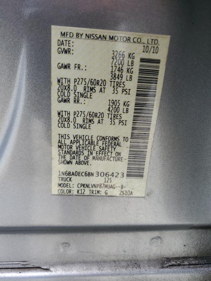 2011 Nissan Uk VIN: 1N6BA0EC6BN306423 Lot: 81919495