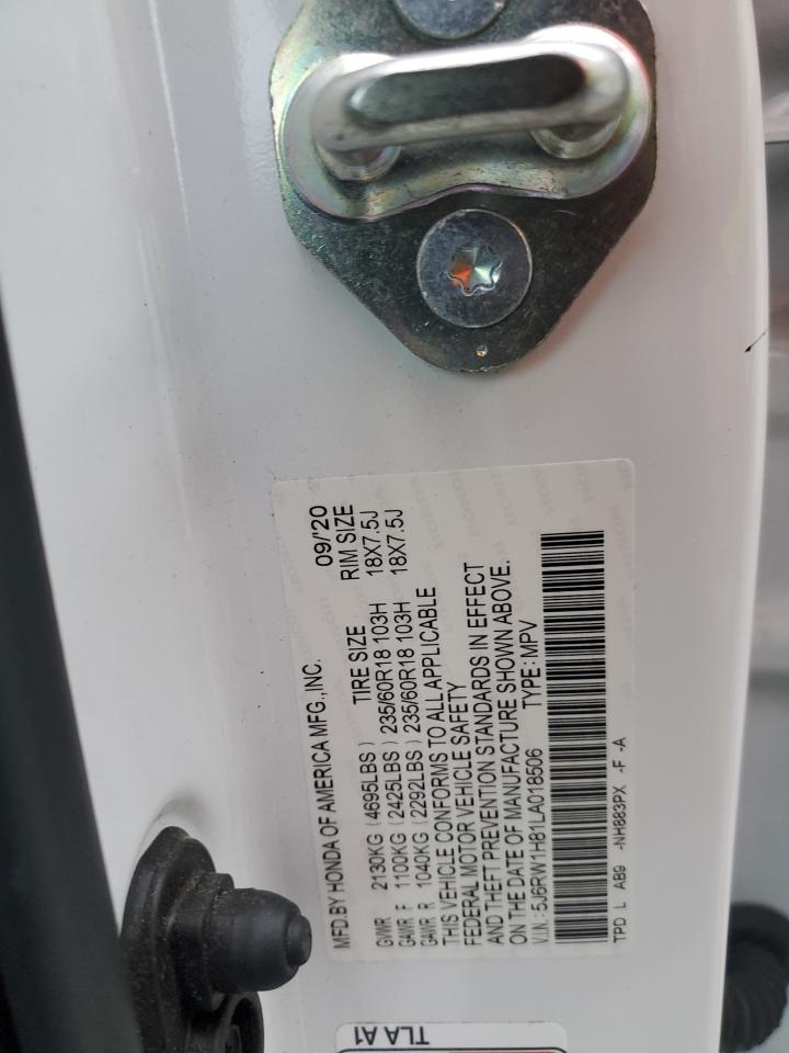 2020 Honda Cr-V Exl VIN: 5J6RW1H81LA018506 Lot: 86060525