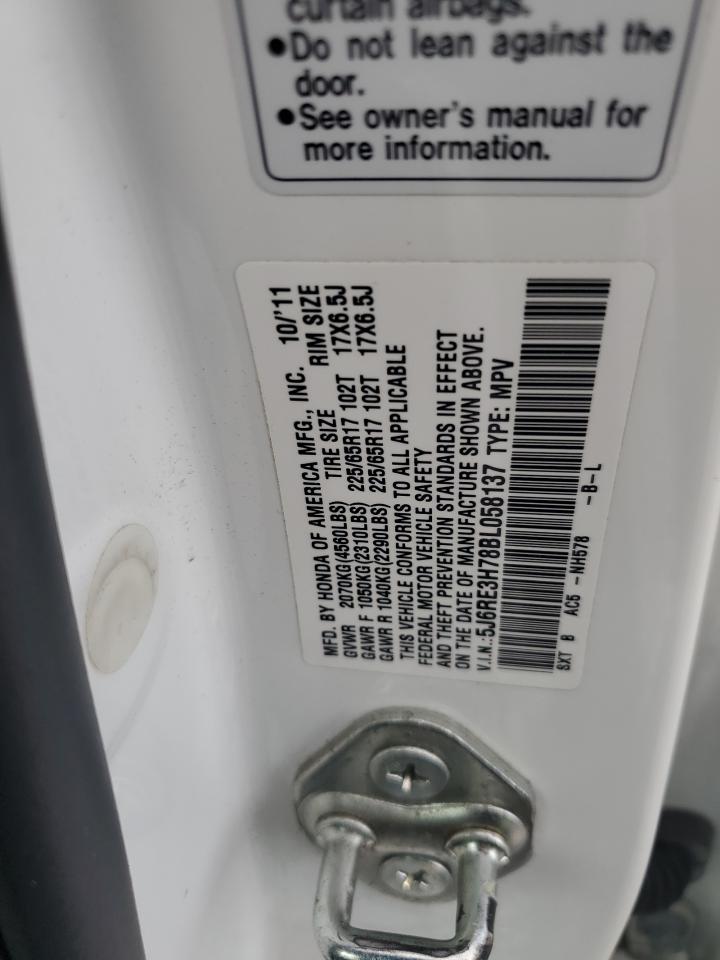 2011 Honda Cr-V Exl VIN: 5J6RE3H78BL058137 Lot: 81919525