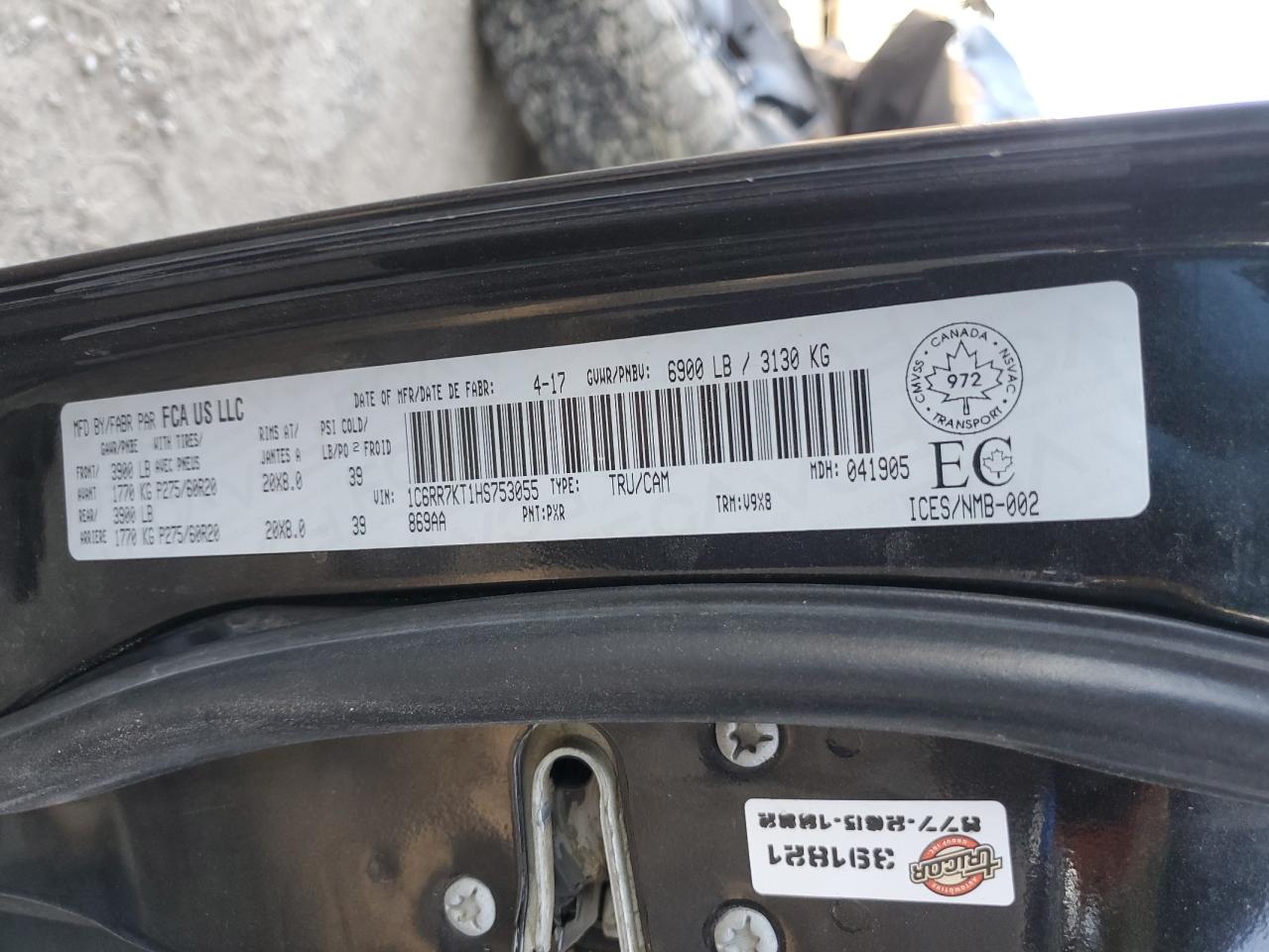 2017 Ram 1500 St VIN: 1C6RR7KT1HS753055 Lot: 84656635