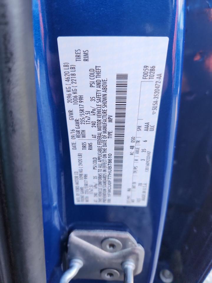 2017 Ford Escape S VIN: 1FMCU0F77HUB78610 Lot: 82594395