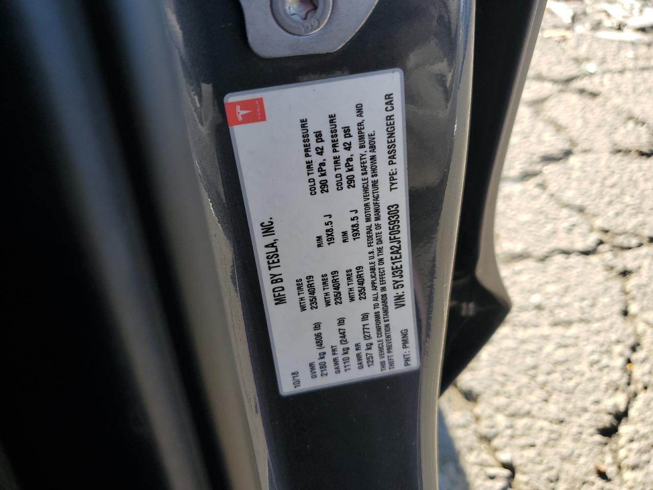 2018 Tesla Model 3 VIN: 5YJ3E1EA2JF059303 Lot: 90257245