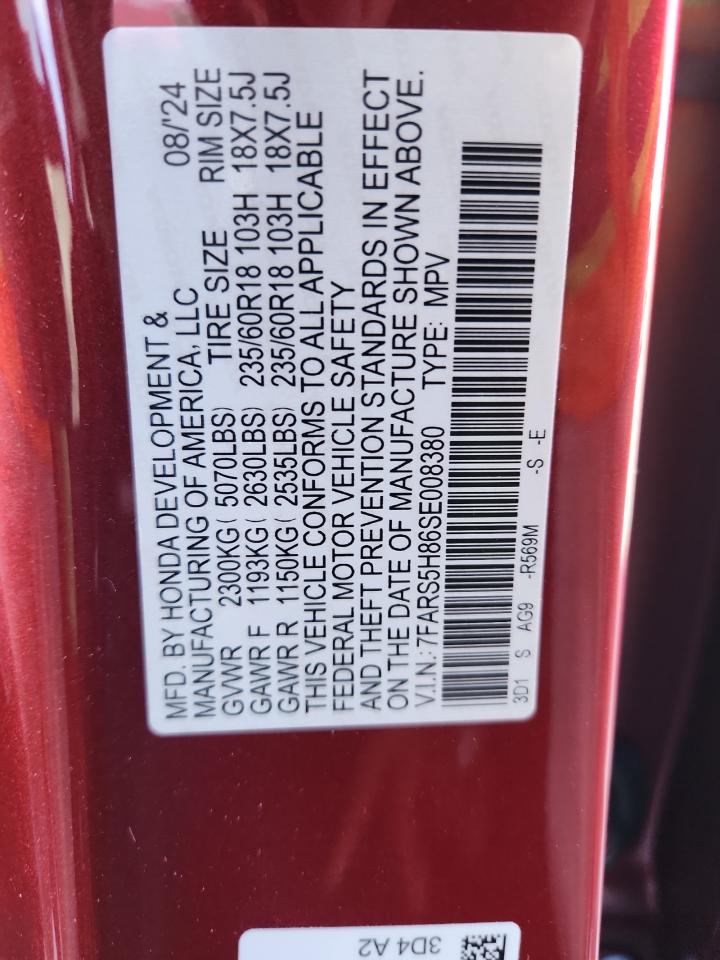 2025 Honda Cr-V Sport-L VIN: 7FARS5H86SE008380 Lot: 82731815