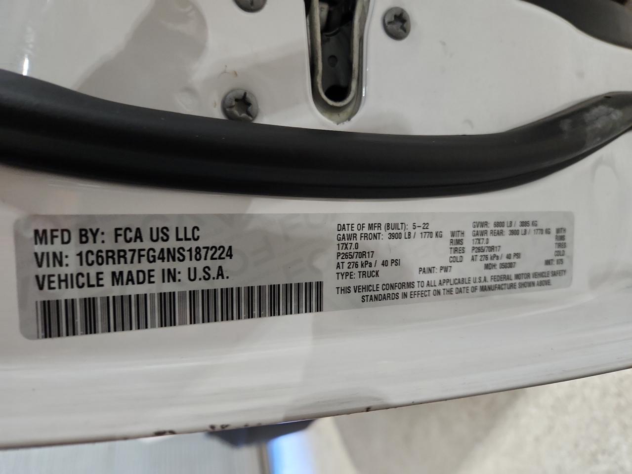 2022 Ram 1500 Classic Tradesman VIN: 1C6RR7FG4NS187224 Lot: 85336615