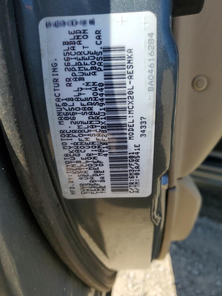 2001 Toyota Avalon Xl VIN: 4T1BF28BX1U194440 Lot: 85002275