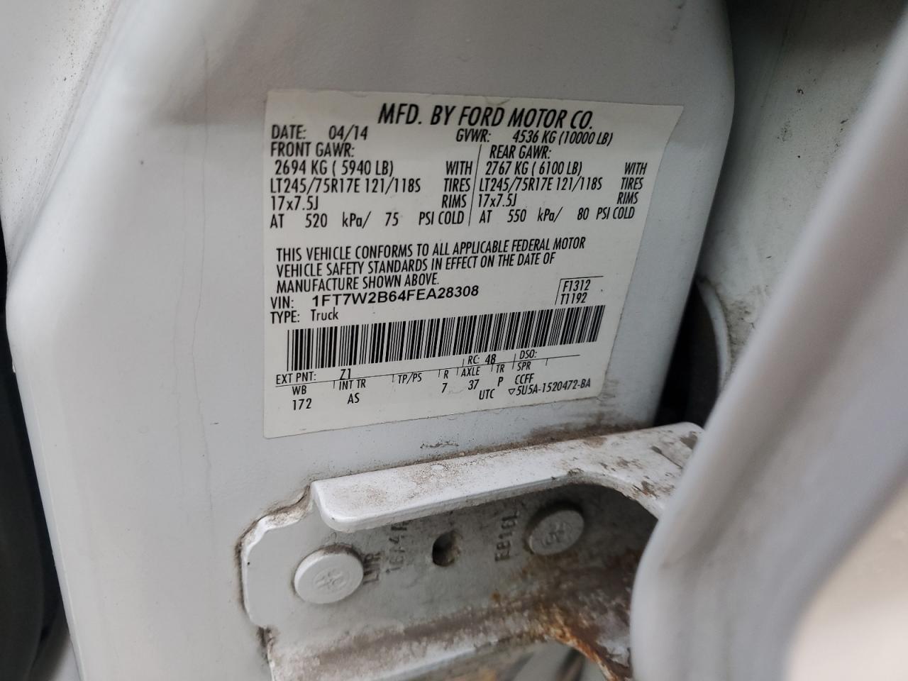 2015 Ford F250 Super Duty VIN: 1FT7W2B64FEA28308 Lot: 90936875