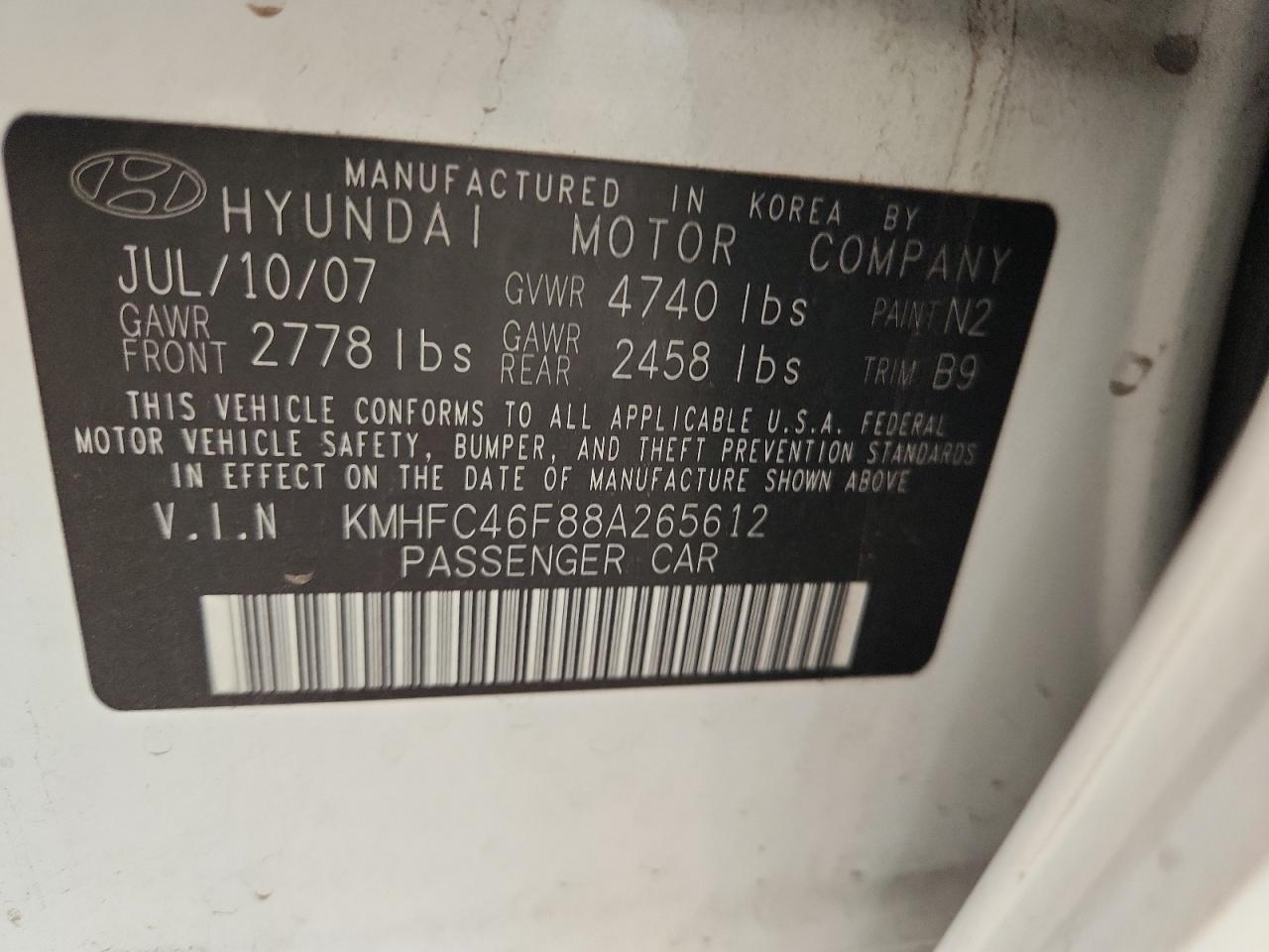 2008 Hyundai Azera Se VIN: KMHFC46F88A265612 Lot: 82269515