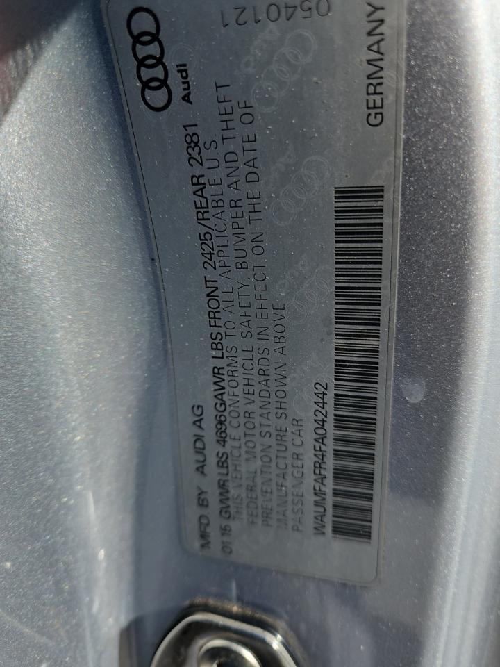 2015 Audi A5 Premium Plus VIN: WAUMFAFR4FA042442 Lot: 87196585