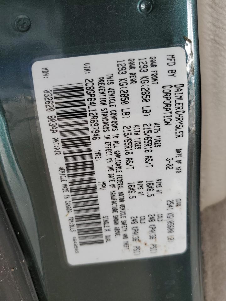 2002 Chrysler Town & Country Limited VIN: 2C8GP64L12R697946 Lot: 84827685