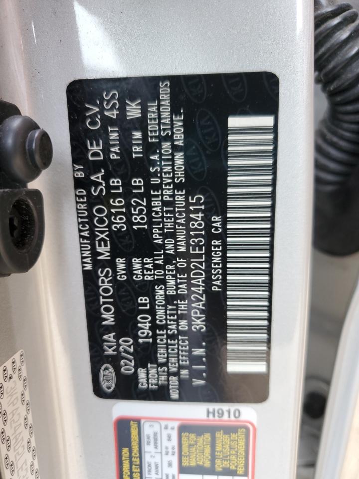 2020 Kia Rio Lx VIN: 3KPA24AD2LE318415 Lot: 90335105