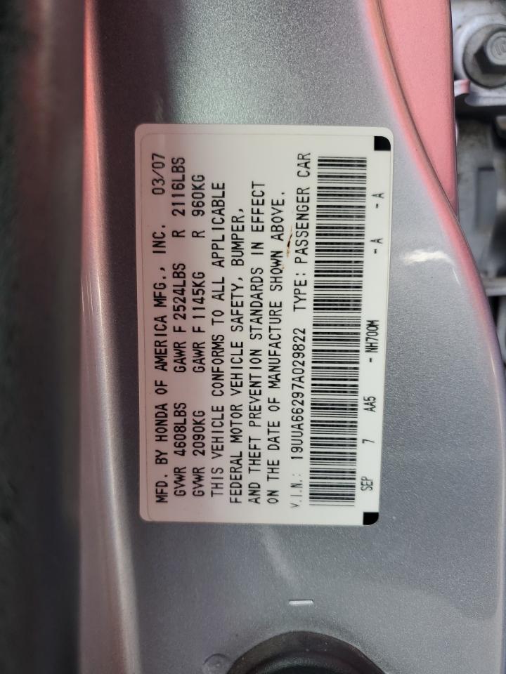2007 Acura Tl VIN: 19UUA66297A029822 Lot: 89914765