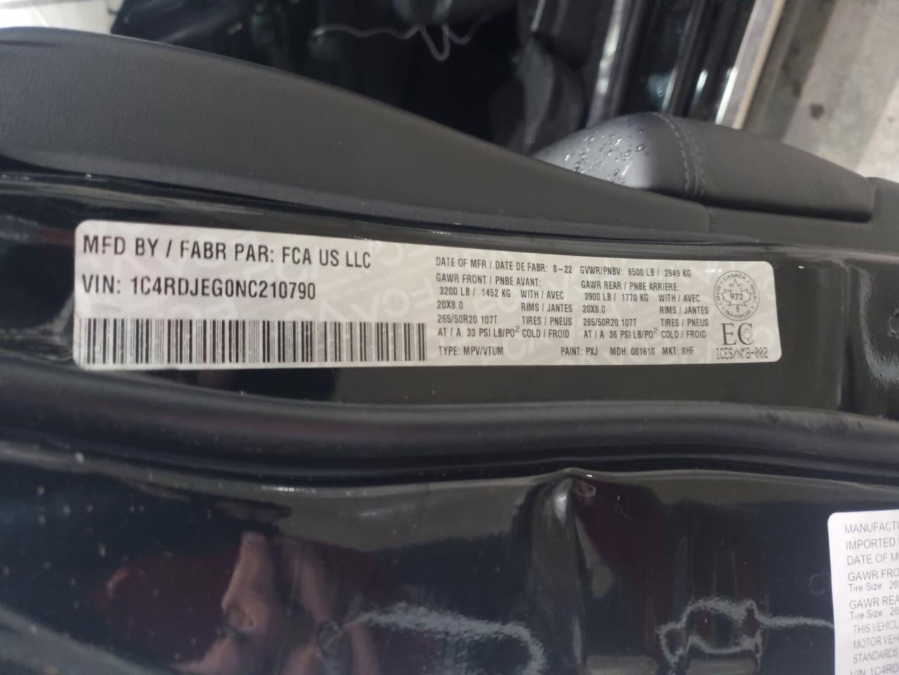 2022 Dodge Durango Citadel VIN: 1C4RDJEG0NC210790 Lot: 90550215