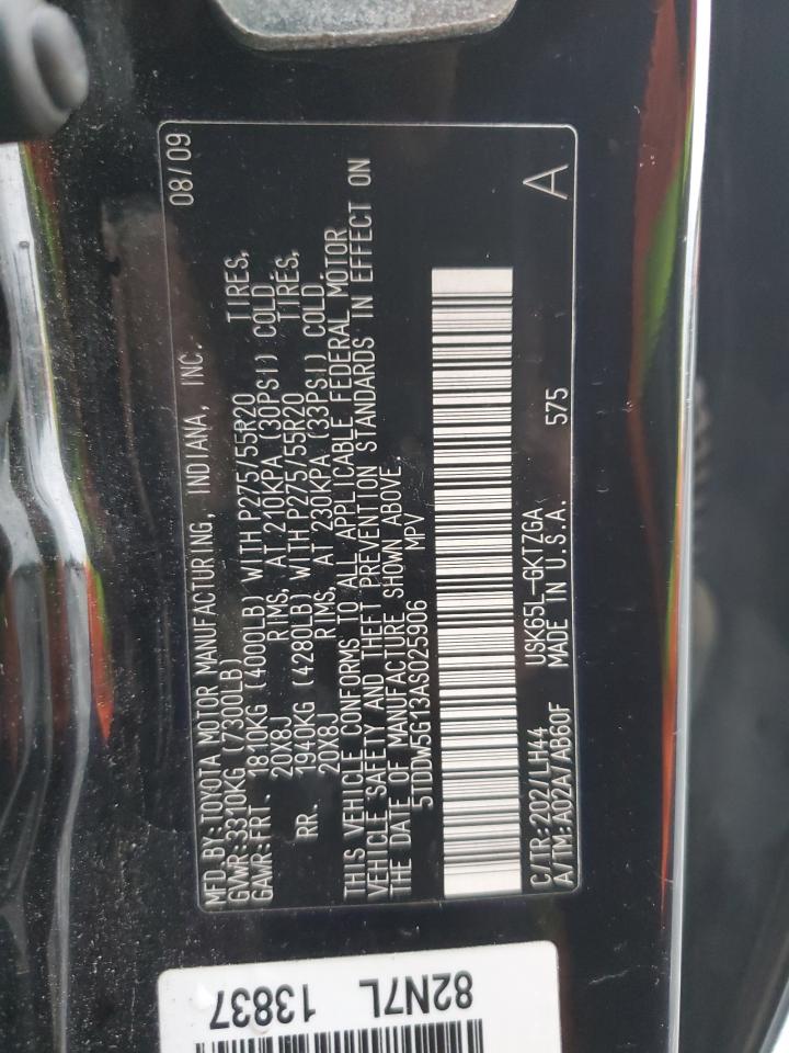 2010 Toyota Sequoia Platinum VIN: 5TDDW5G13AS025906 Lot: 89739485