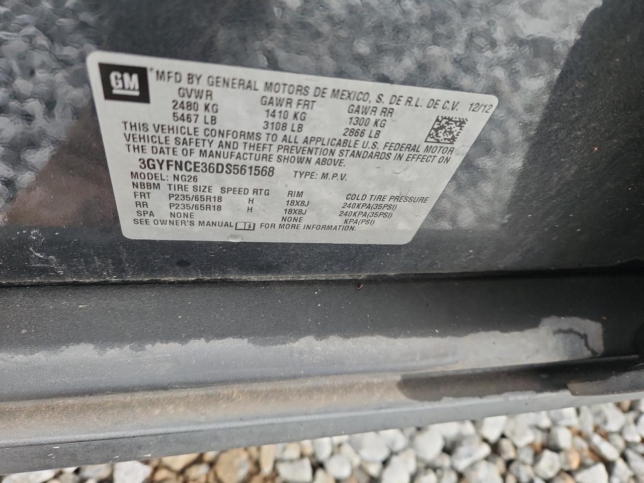 2013 Cadillac Srx Luxury Collection VIN: 3GYFNCE36DS561568 Lot: 90381725