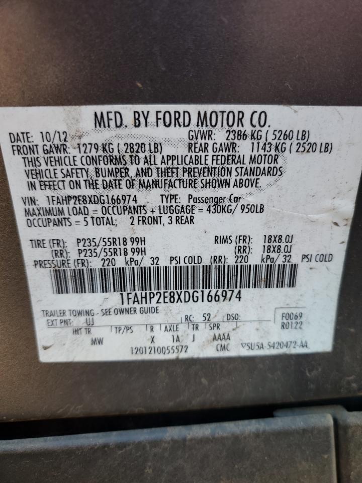 2013 Ford Taurus Sel VIN: 1FAHP2E8XDG166974 Lot: 82670295