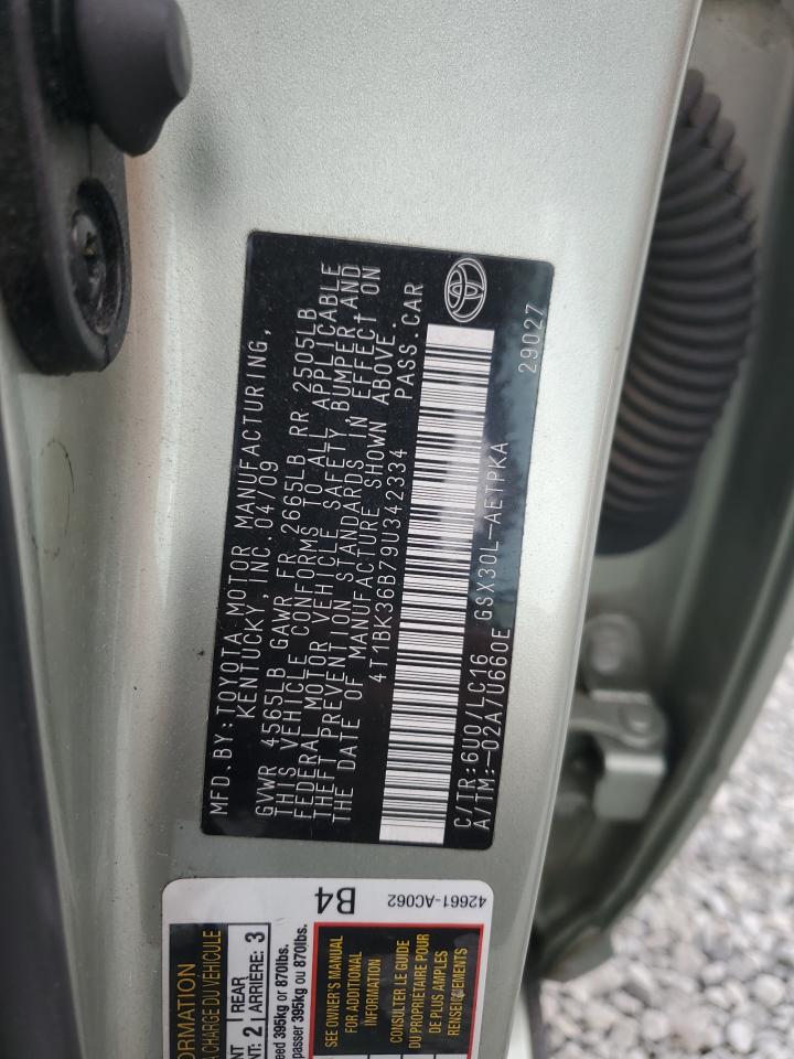 2009 Toyota Avalon Xl VIN: 4T1BK36B79U342334 Lot: 87390165