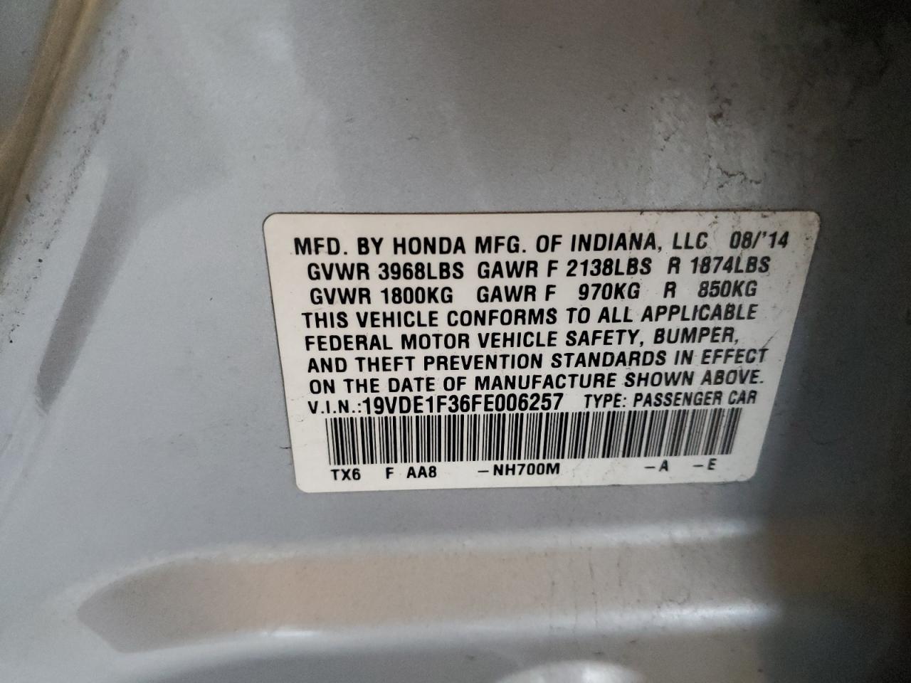 2015 Acura Ilx 20 VIN: 19VDE1F36FE006257 Lot: 82295955