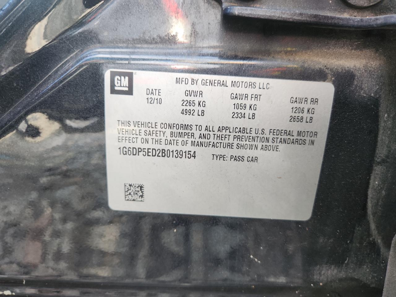 2011 Cadillac Cts Premium Collection VIN: 1G6DP5ED2B0139154 Lot: 82217365