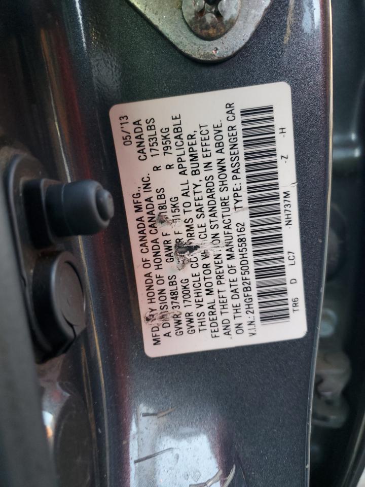 2013 Honda Civic Lx VIN: 2HGFB2F50DH558162 Lot: 82506515