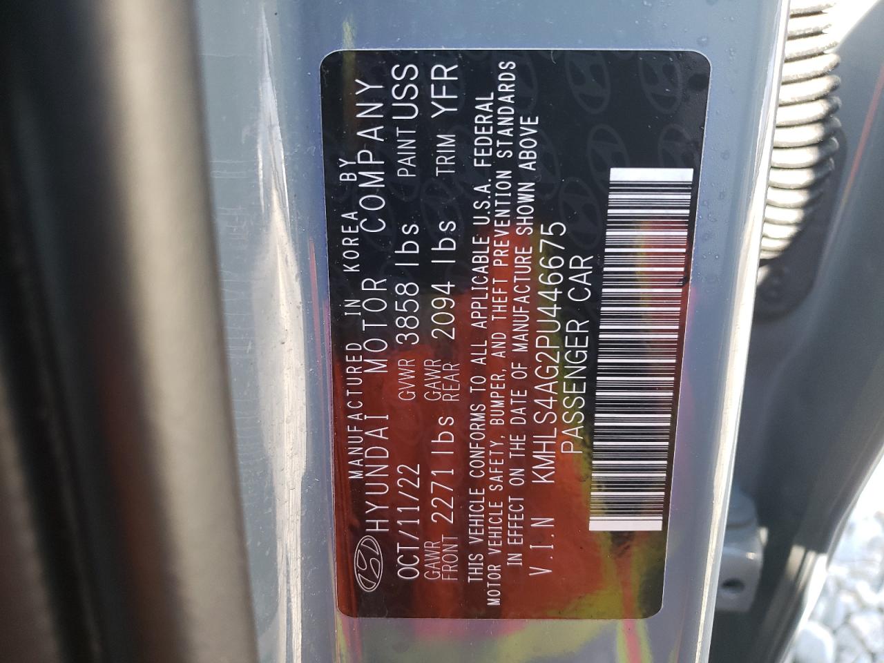 2023 Hyundai Elantra Sel VIN: KMHLS4AG2PU446675 Lot: 85931885