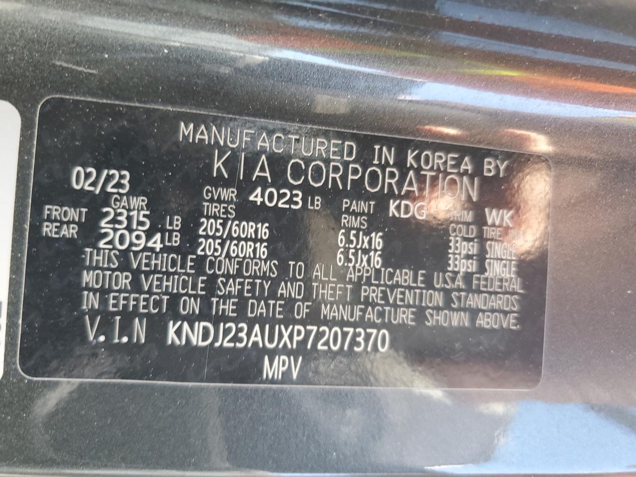 2023 Kia Soul Lx VIN: KNDJ23AUXP7207370 Lot: 85007635