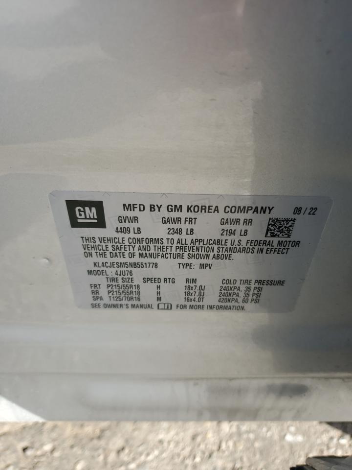 2022 Buick Encore Preferred VIN: KL4CJESM5NB551778 Lot: 90410635