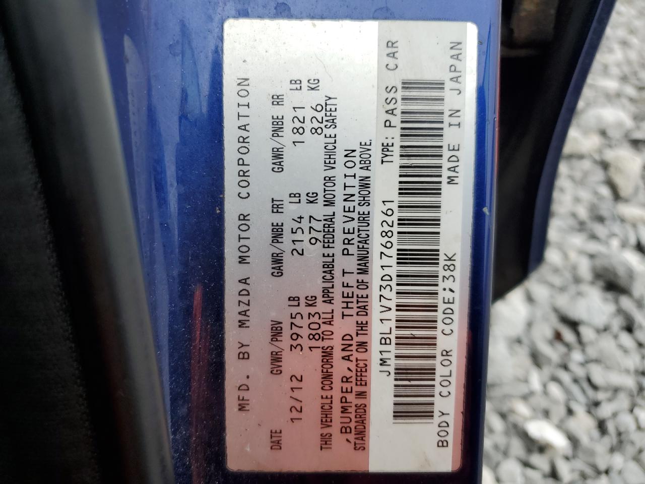 2013 Mazda 3 I VIN: JM1BL1V73D1768261 Lot: 82761575