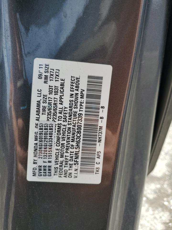 2012 Honda Odyssey Exl VIN: 5FNRL5H63CB007339 Lot: 85298675