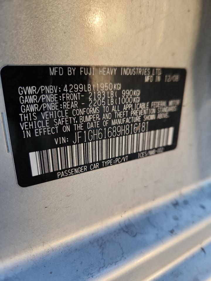 2009 Subaru Impreza 2.5I VIN: JF1GH61689H816181 Lot: 90733525