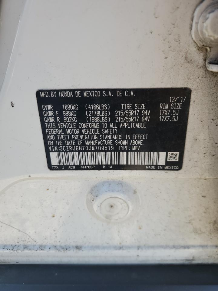 2018 Honda Hr-V Exl VIN: 3CZRU6H70JM709519 Lot: 84952095