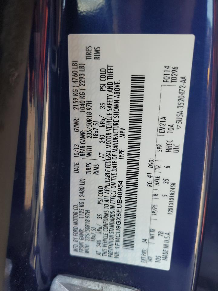 2014 Ford Escape Se VIN: 1FMCU9GX5EUB40954 Lot: 82762695