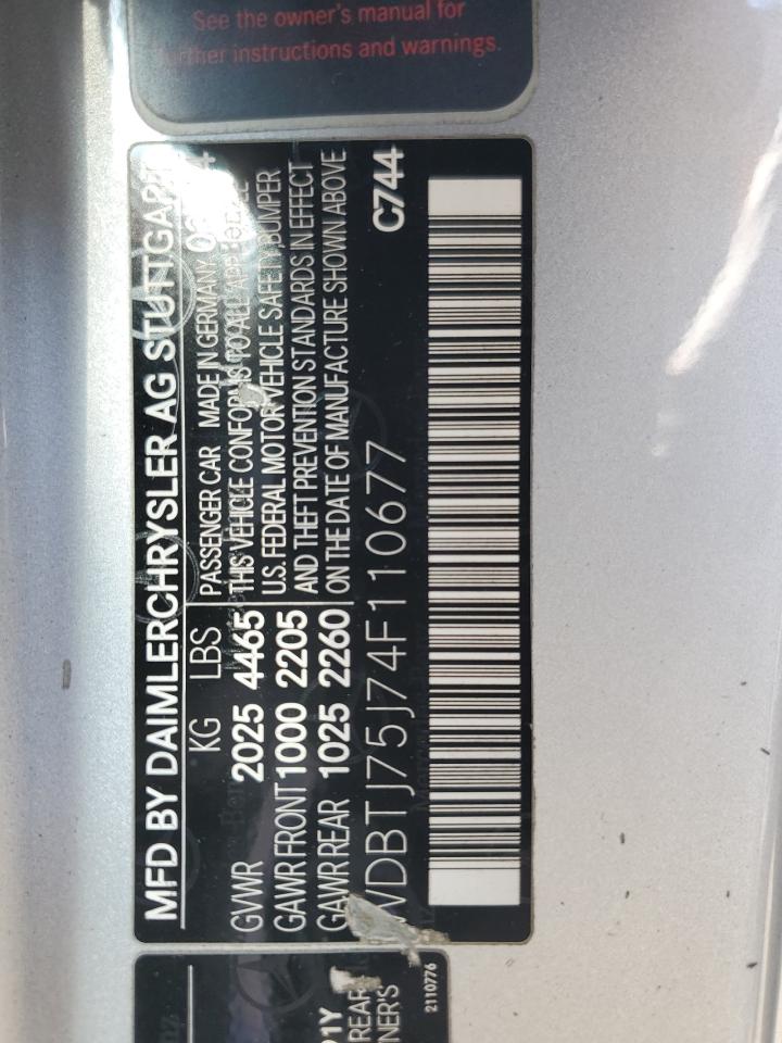 2004 Mercedes-Benz Clk 500 VIN: WDBTJ75J74F110677 Lot: 87057685