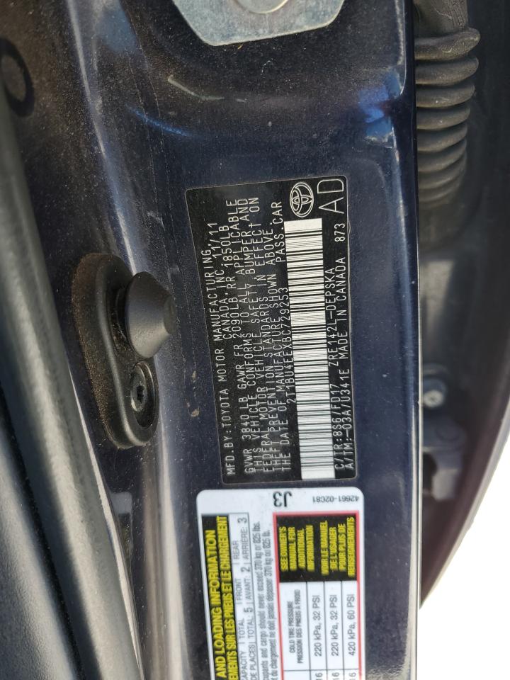 2011 Toyota Corolla Base VIN: 2T1BU4EEXBC729253 Lot: 85872555