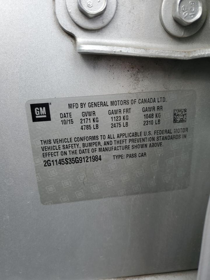 2016 Chevrolet Impala Ltz VIN: 2G1145S35G9121984 Lot: 82205045