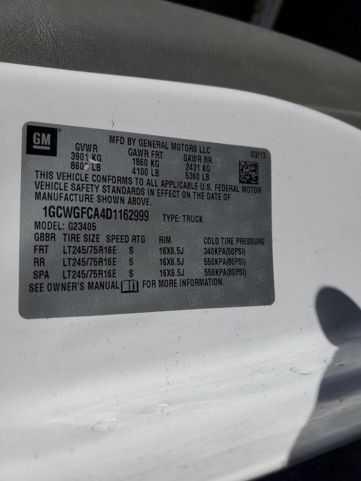 2013 Chevrolet Express G2500 VIN: 1GCWGFCA4D1162999 Lot: 85011755