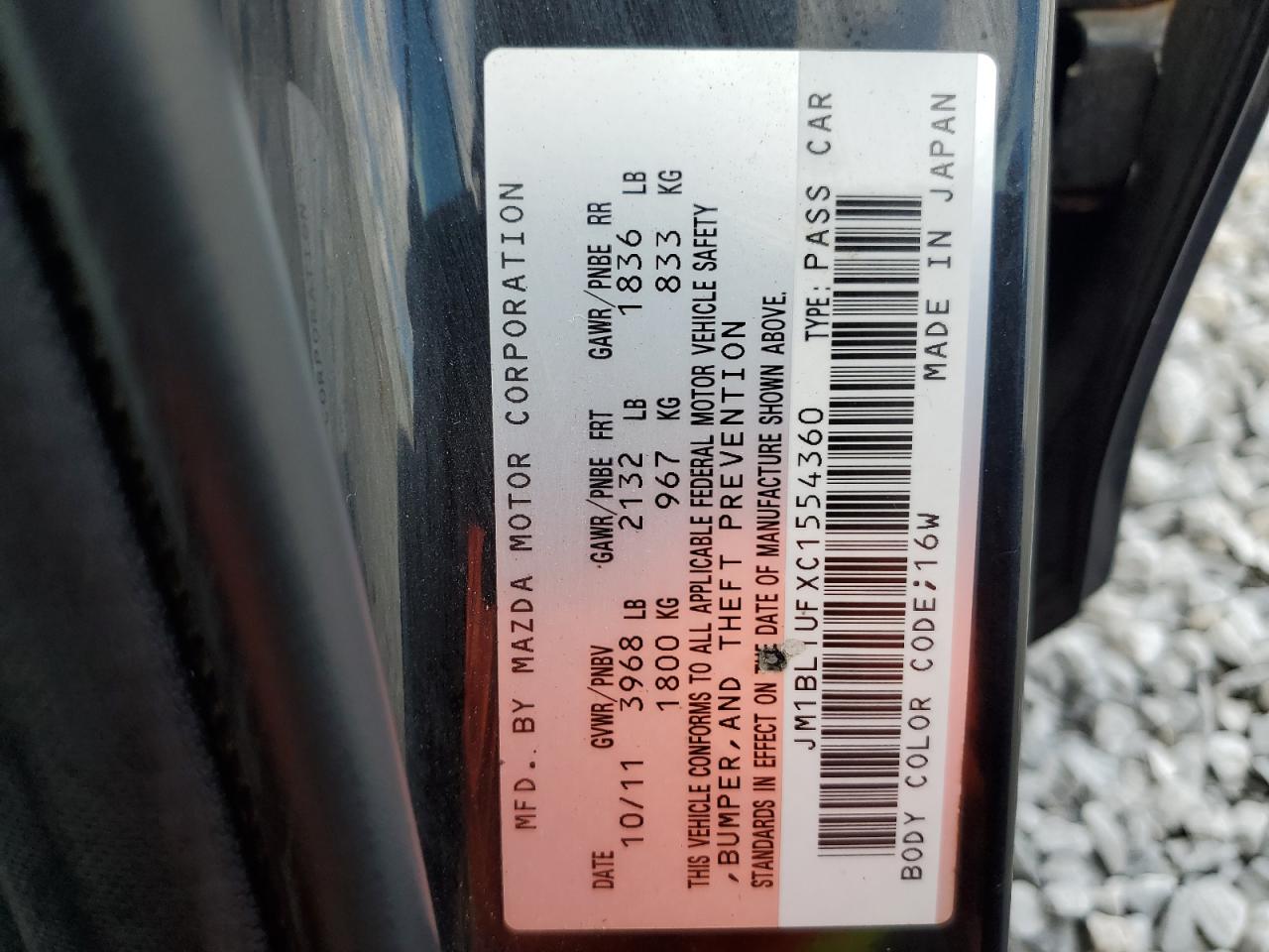 2012 Mazda 3 I VIN: JM1BL1UFXC1554360 Lot: 82646825