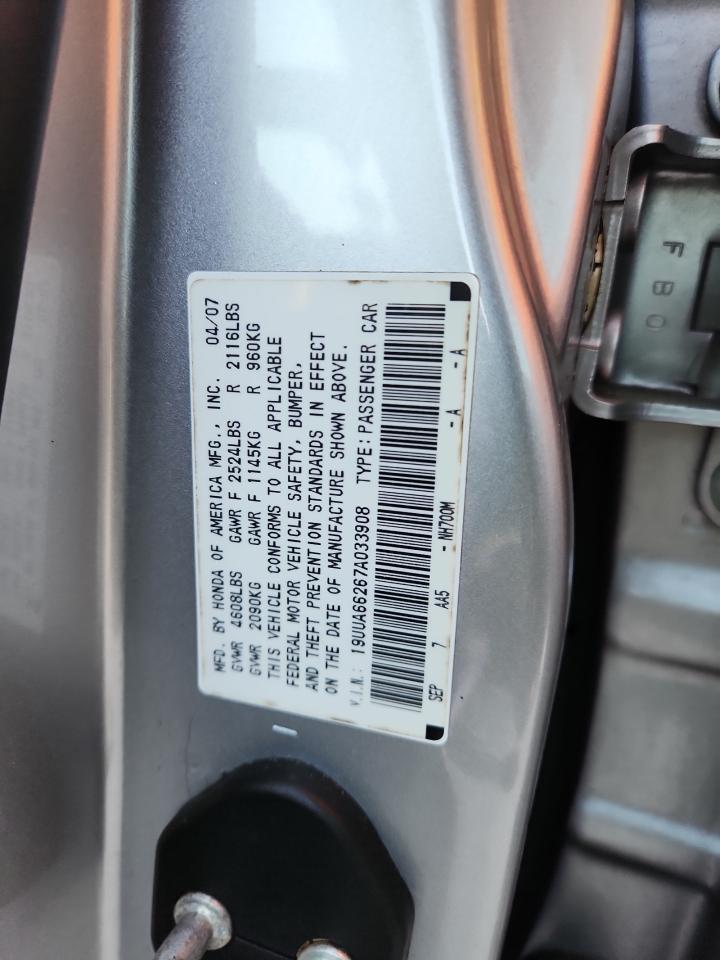 2007 Acura Tl VIN: 19UUA66267A033908 Lot: 87036515