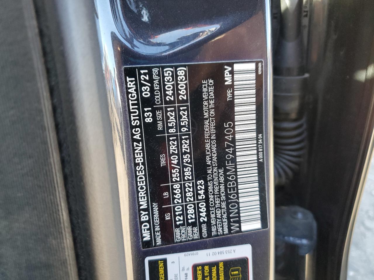 2021 Mercedes-Benz Glc Coupe 43 4Matic Amg VIN: W1N0J6EB6MF947405 Lot: 86623825