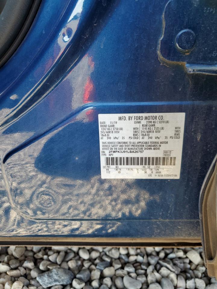 2020 Ford Edge Sel VIN: 2FMPK3J91LBA26757 Lot: 86537705