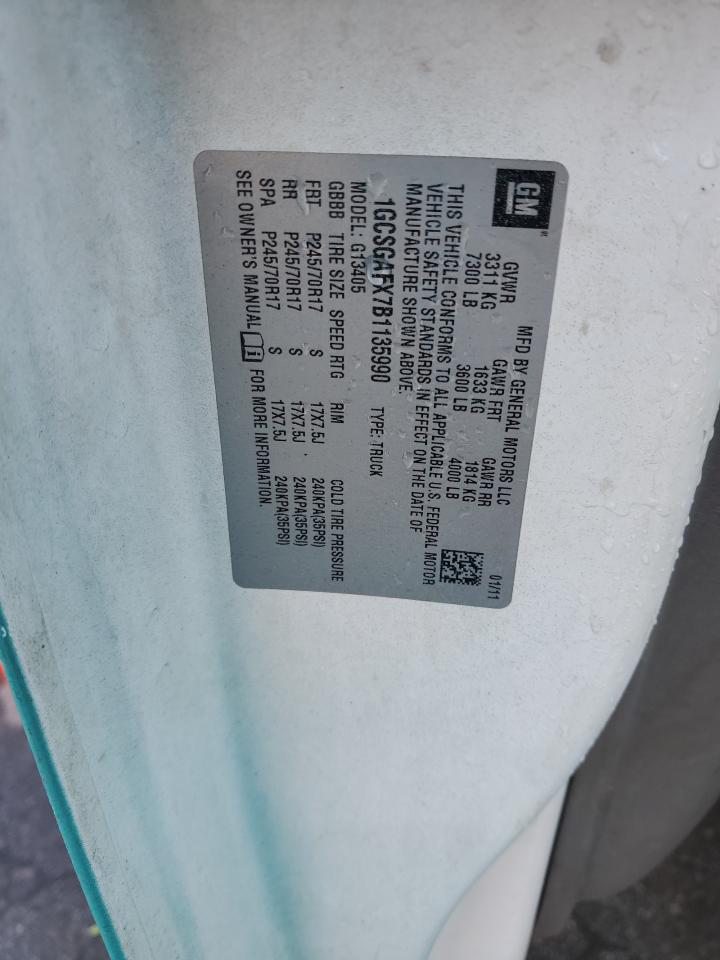 2011 Chevrolet Express G1500 VIN: 1GCSGAFX7B1135990 Lot: 89662005