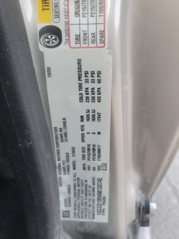 2009 Chevrolet Colorado VIN: 1GCCS199498133745 Lot: 84878015