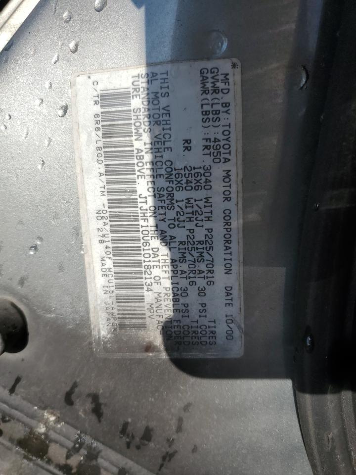 2001 Lexus Rx 300 VIN: JTJHF10U610182134 Lot: 85720015