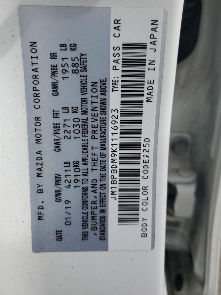 2019 Mazda 3 Preferred VIN: JM1BPBDM9K1116923 Lot: 81939005