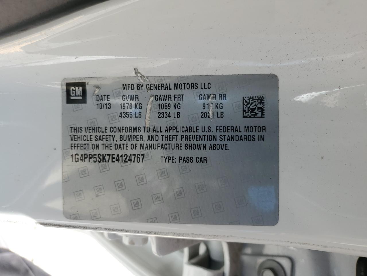 2014 Buick Verano VIN: 1G4PP5SK7E4124767 Lot: 84454995