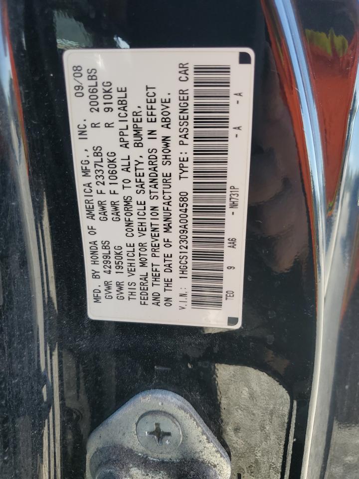 2009 Honda Accord Lx VIN: 1HGCS12309A004580 Lot: 82219785