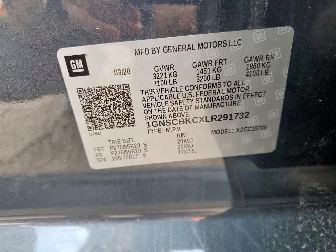 2020 Chevrolet Tahoe C1500 Lt VIN: 1GNSCBKCXLR291732 Lot: 81829755