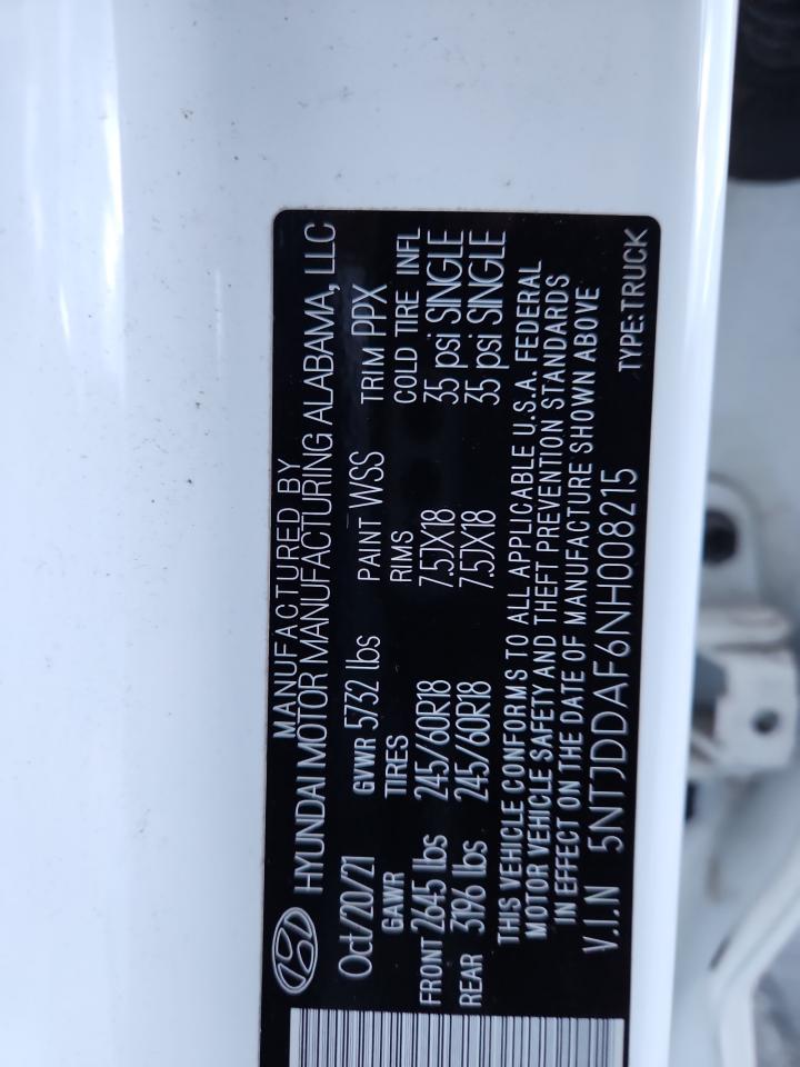 2022 Hyundai Santa Cruz Sel Premium VIN: 5NTJDDAF6NH008215 Lot: 86502775