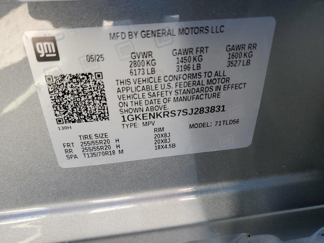 2025 GMC Acadia Elevation VIN: 1GKENKRS7SJ283831 Lot: 84544985