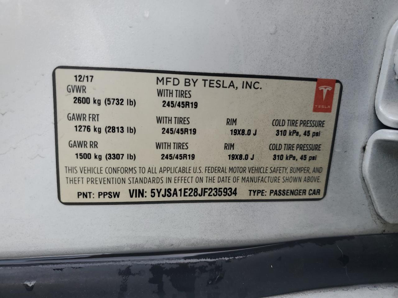 2018 Tesla Model S VIN: 5YJSA1E28JF235934 Lot: 82451915