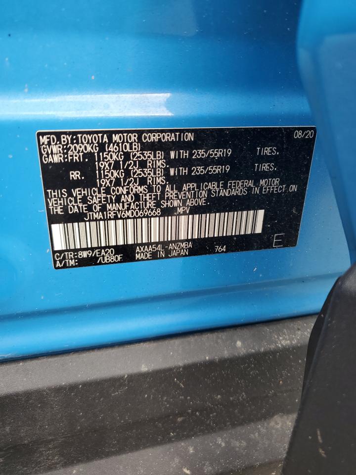 2021 Toyota Rav4 Xle Premium VIN: JTMA1RFV6MD069668 Lot: 85481695